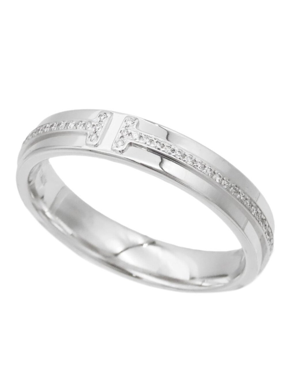 Tiffany & Co T Narrow Ring White Gold 18k Diamond